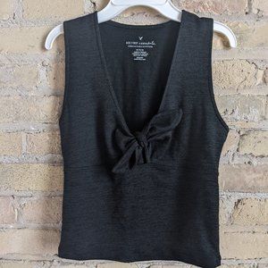 AEO Black Front Tie Tank Top - NWOT